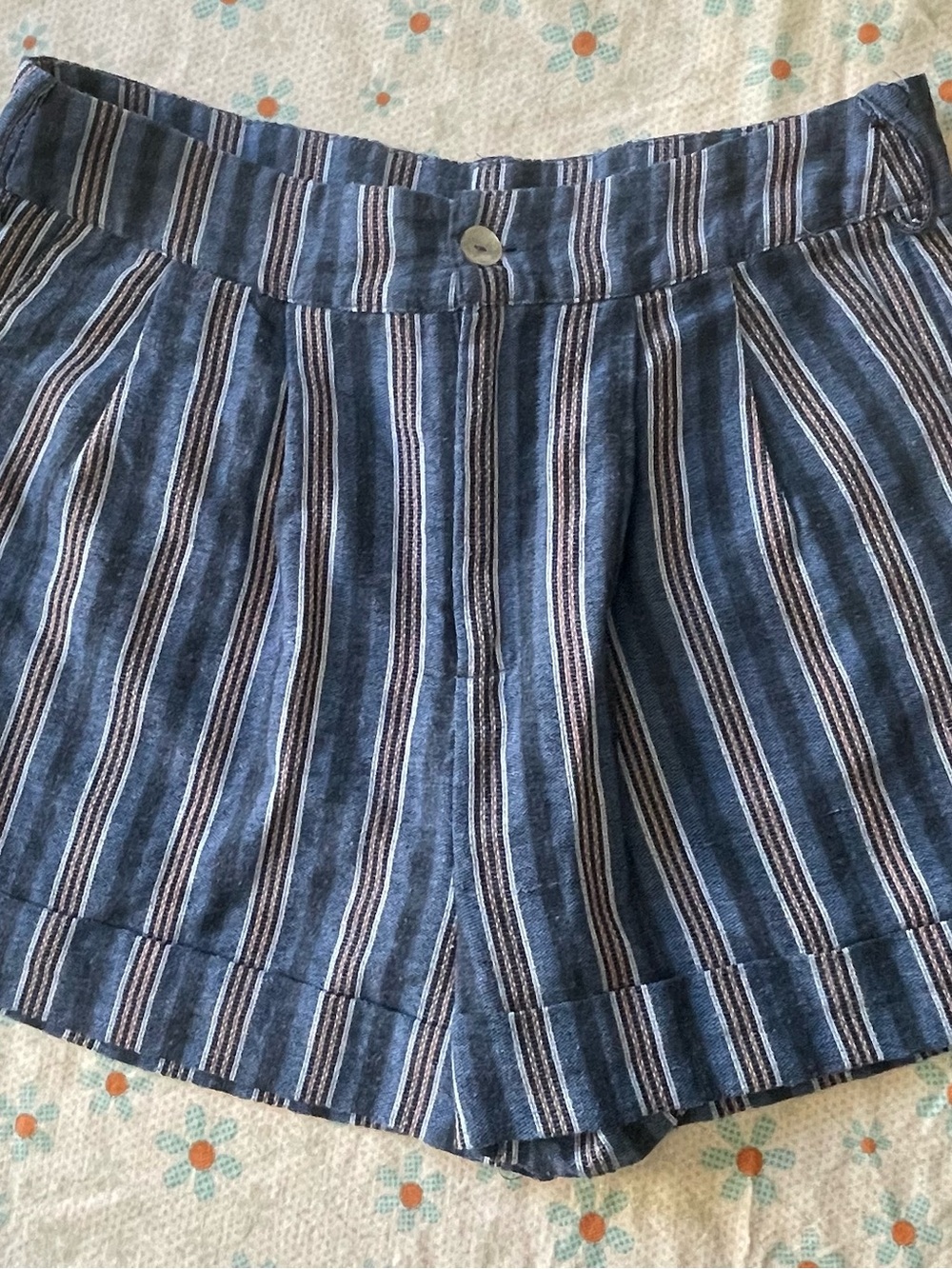 She + Sky Blue Striped Women's Bermuda Shorts
